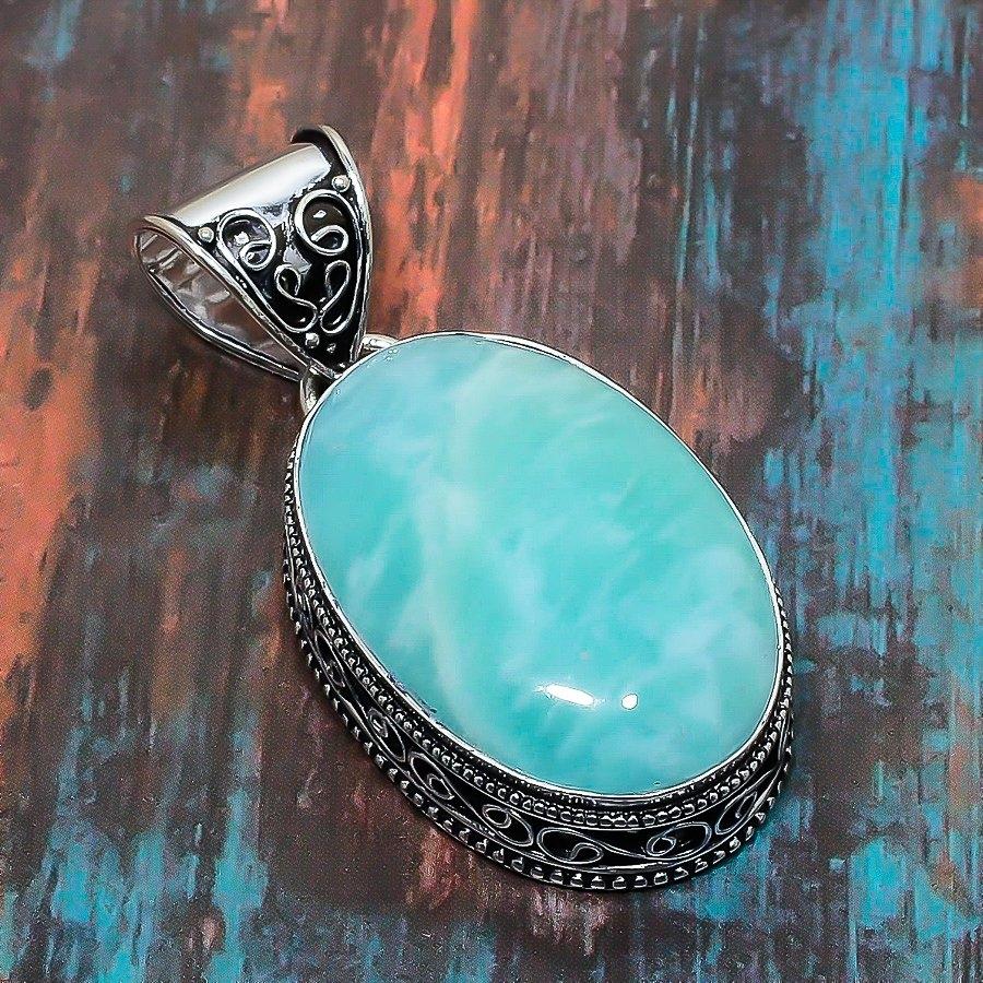Amazonite Gemstone håndlaget 925 Sterling sølv smykker anheng til Thanksgiving