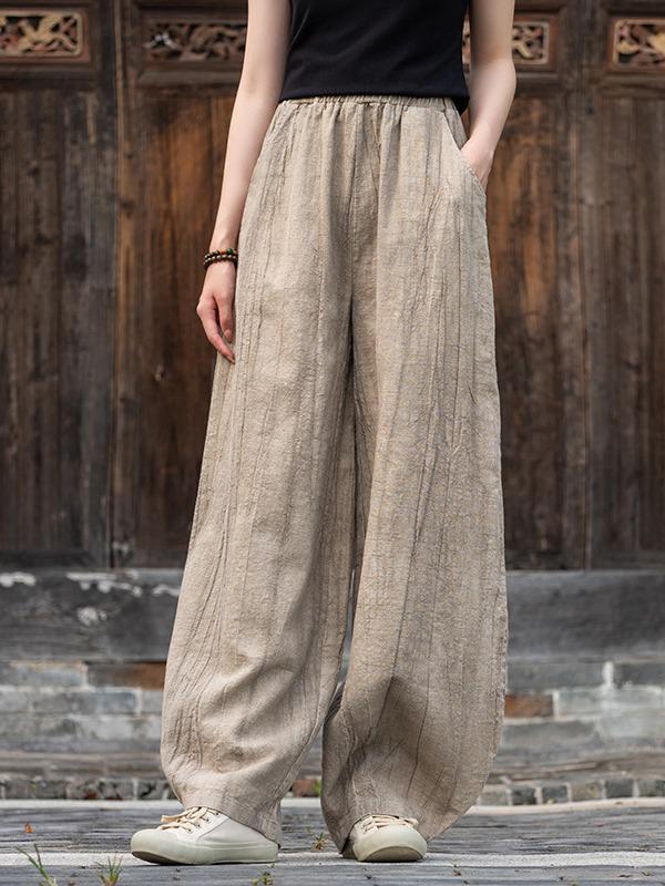 Women's Hemp Tie-Dye Distressed Lantern Pants: Cotton & Linen Zen Meditation Wear 26