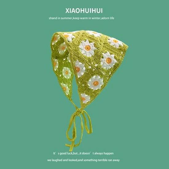 

«Весна и осень, милая ручная вязка с цветочным узором»: Летний треугольный шарф Sweet Style для женщин. One Size
