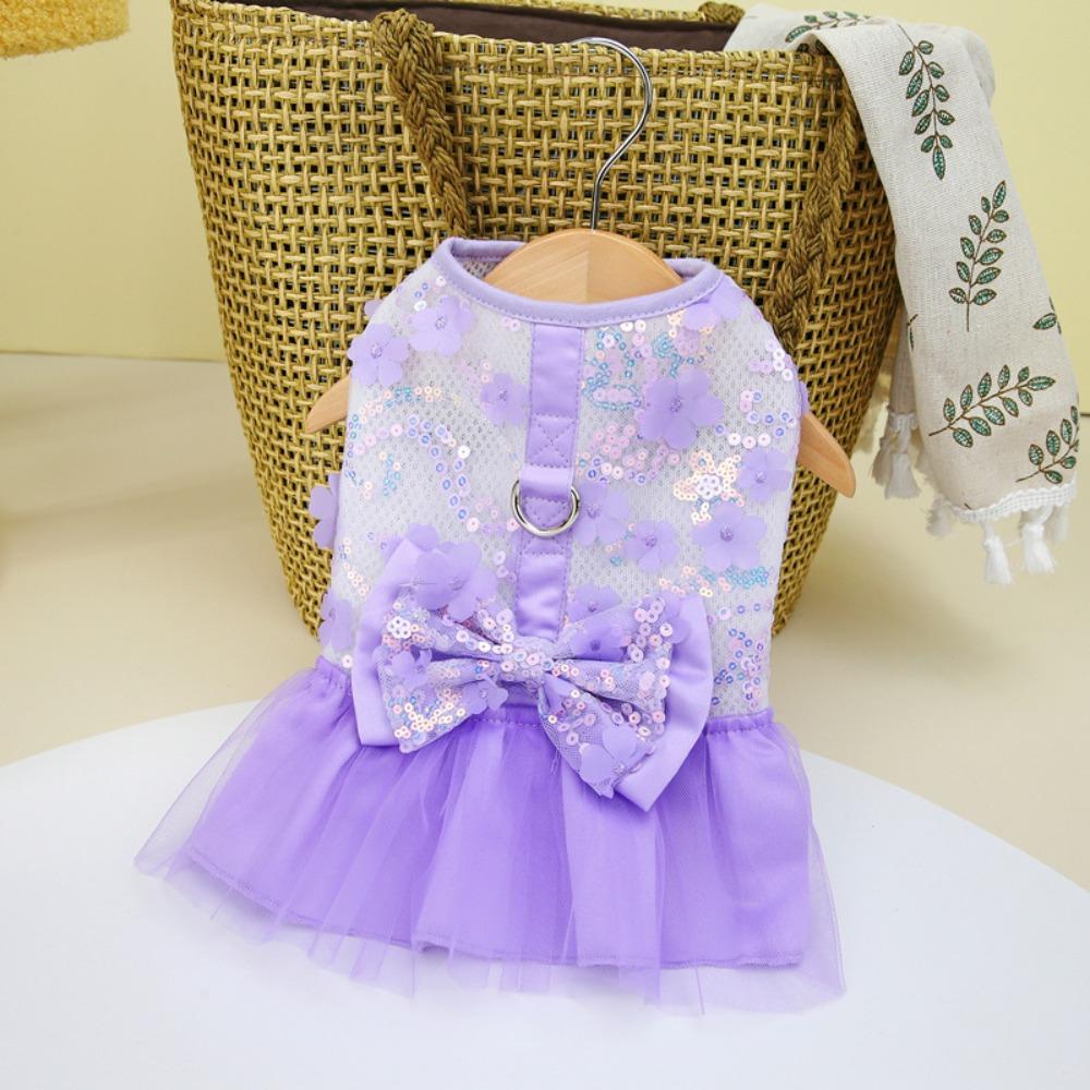 Soft Summer Pet Princess Skirt Sweet Dog Vest Harness Cat Apparel Dog Dress  Spring
