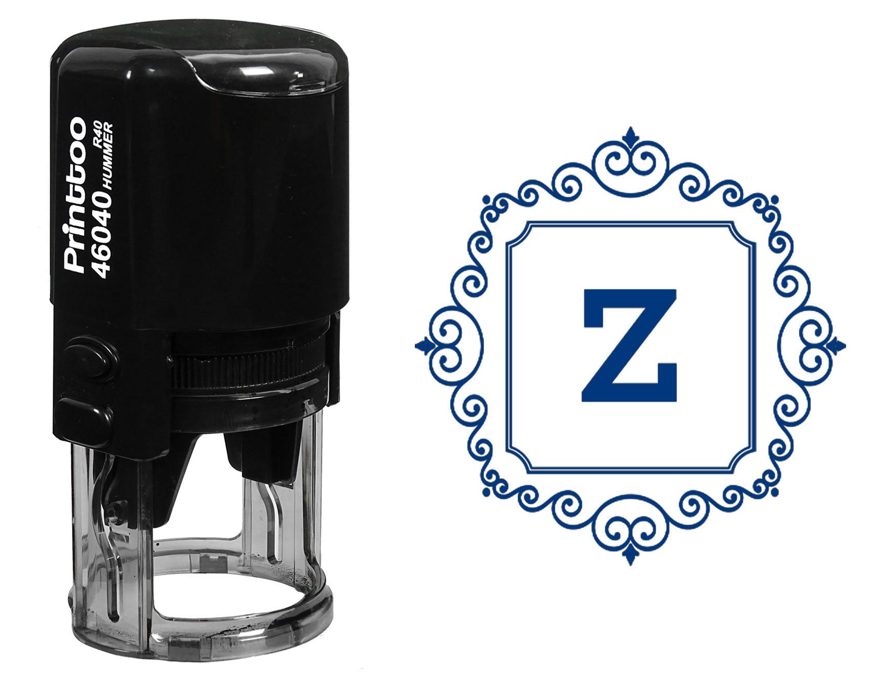 

Printtoo Square Swirl Border Z Alphabet Monogram Initial R-40 Self Inking Rubber Stamp Office 30 mm Diameter (Approx) синій