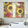2Pcs Autumn Sunflower Pumpkin Mixed Floral Rod Pocket Curtains Double Sided Window Drapes Privacy Protection Curtain Panels F