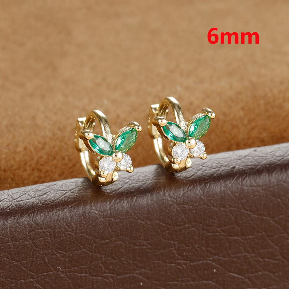 Stainless Steel Zircon Butterfly Minimal Hoop Earrings Small Gold Plated Huggie Earring Ear Buckle Cartilage Piercing Jewelry