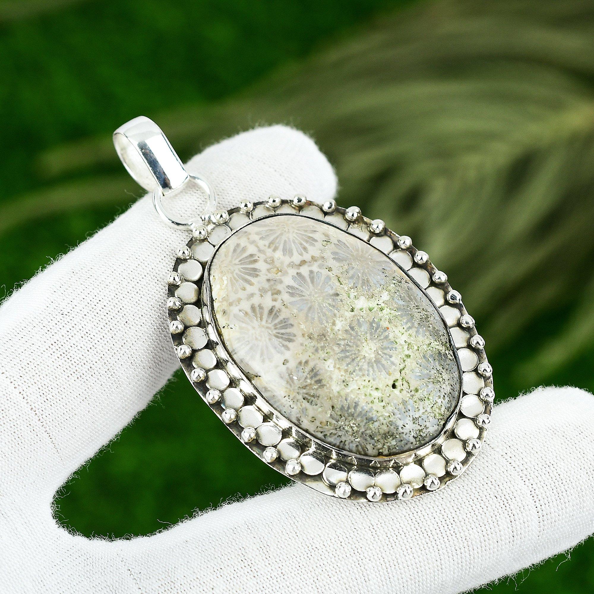 

Натуральный ископаемый коралл, драгоценный камень, кулон, ювелирное изделие из стерлингового серебра 925 пробы для женщин