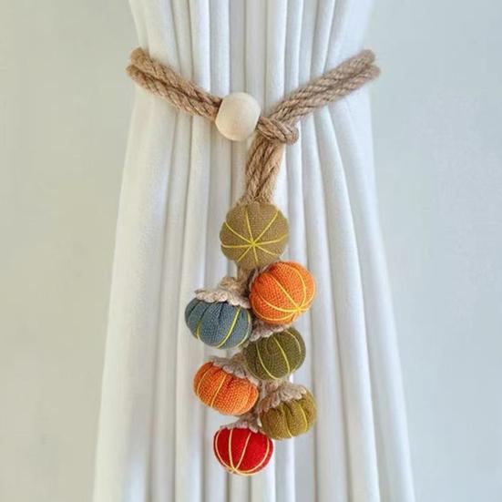 2Pcs Pumpkin Curtain Tiebacks Adjustable Rustic Curtain Ties Pumpkin String Curtain Holders for Home