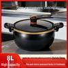 8L Chubby Enamel Micro-Pressure Double-Handle Soup & Stew Pot, 7L Capacity.