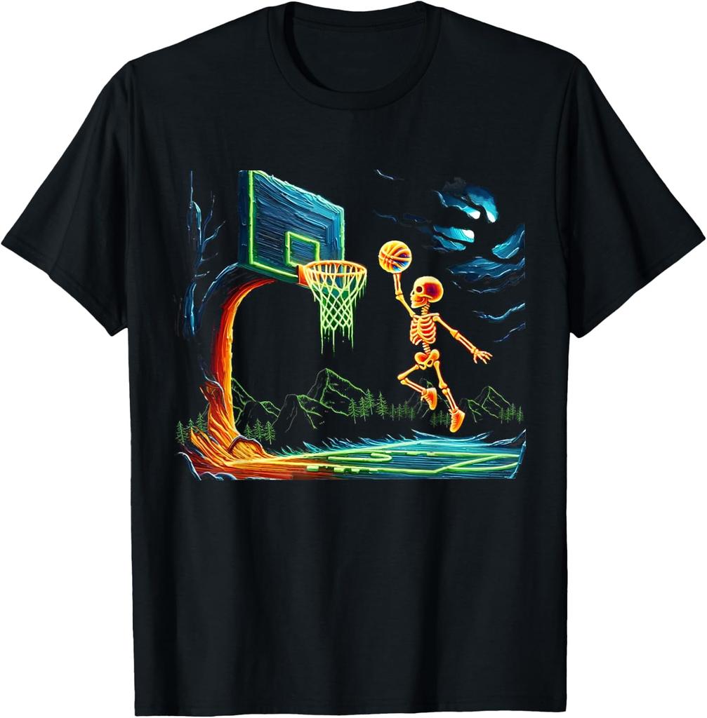 Skeleton Dunk Basketball Neon Glow T-shirt