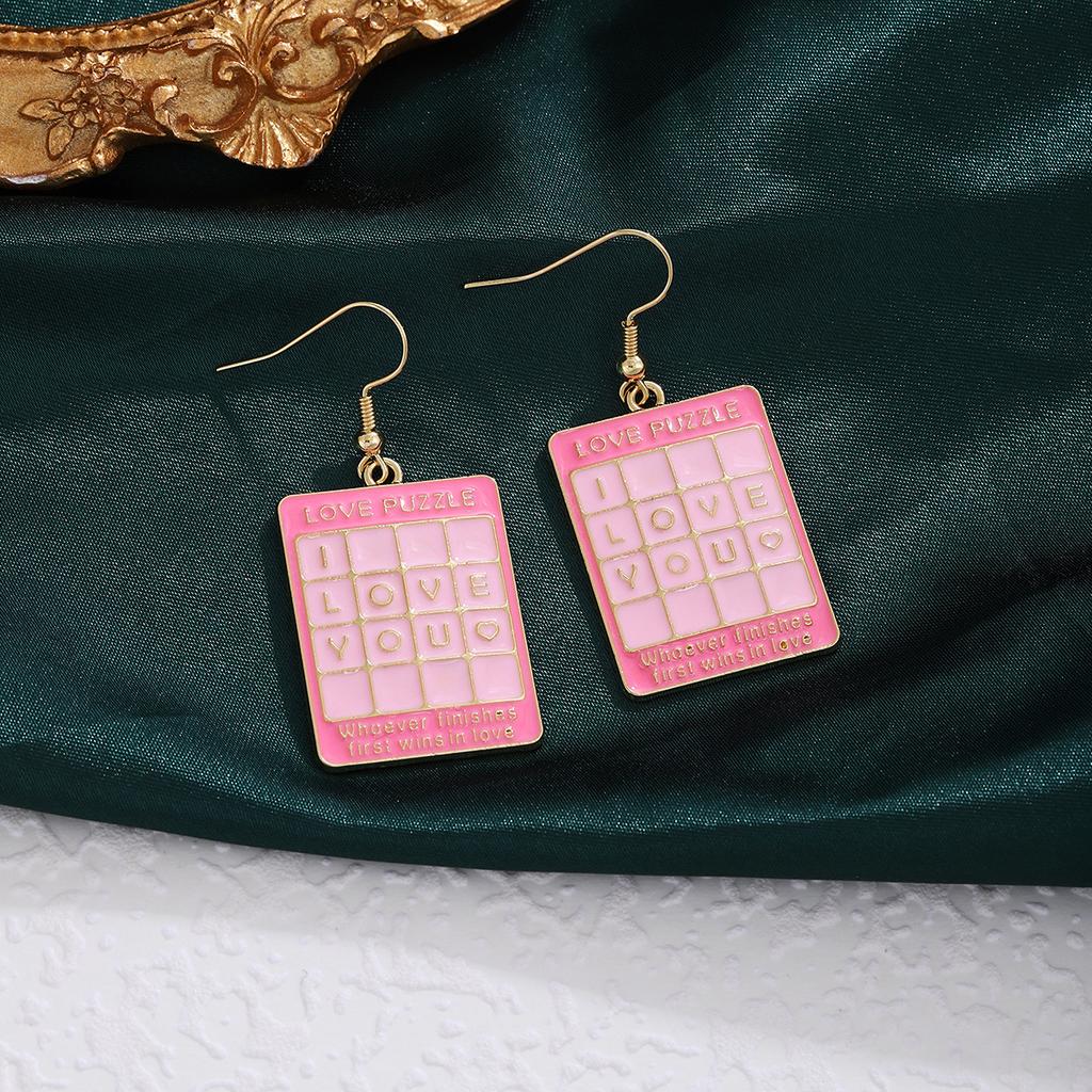 Japanese Pink Peach Heart Checkered Hot Air Balloon Rainbow Ear Hook, Light Luxury High-End Sweet Girl Earrings