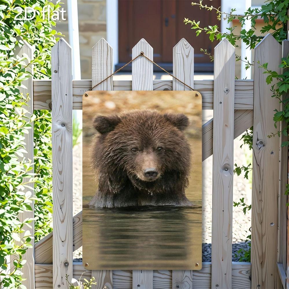 Vintage Metal Tin Sign Bear Animal Lovers Gift Wall Decor 20x30 Cm 20X30CM