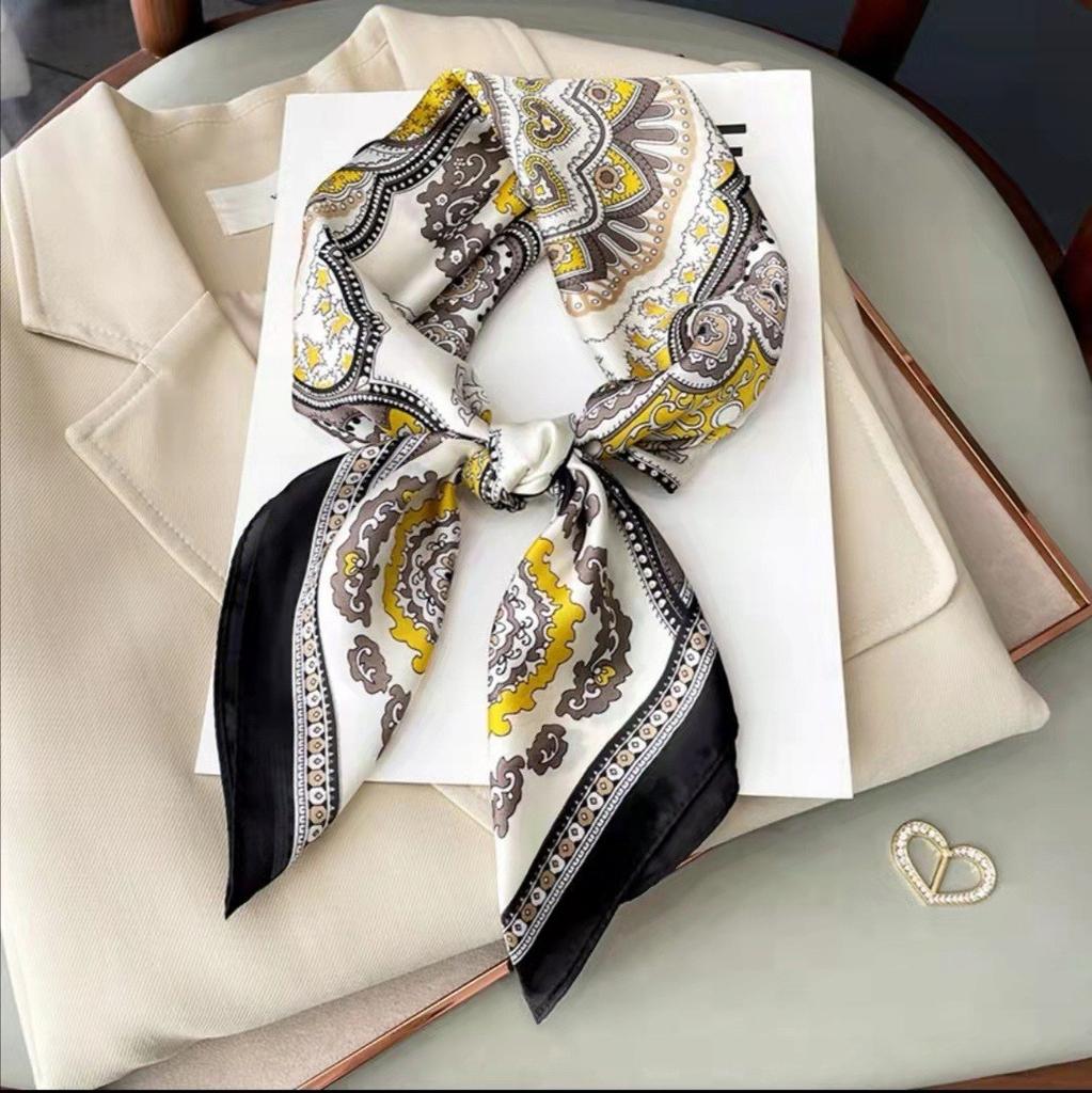 Scarf with print, women' synthetic silk, gift scarf, 70x70