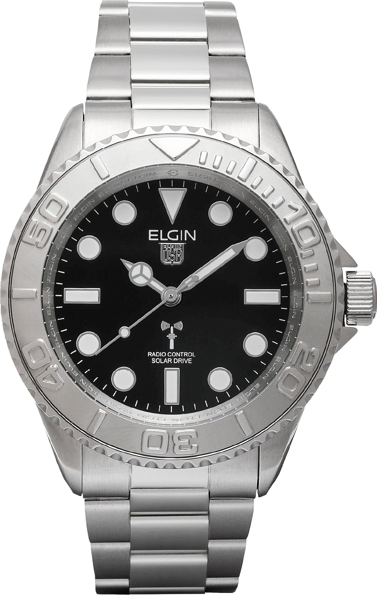 ELGIN Solar Watch Black Radio-Controlled FK1430S-BP Men s