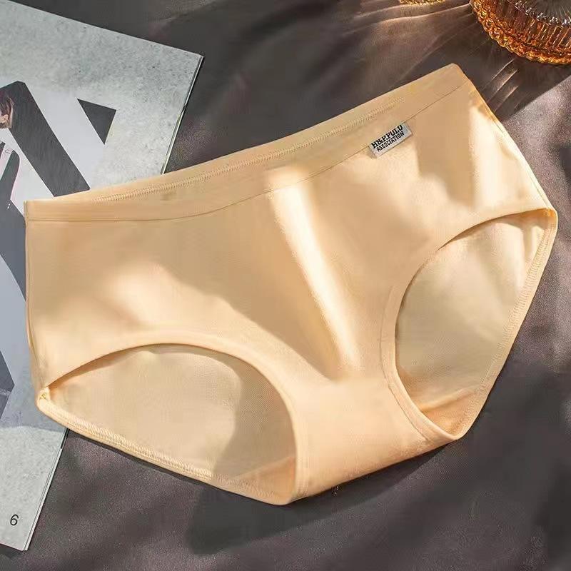 Cotton Crotch Panties for Women Low Waist Girls Cute Brief Solid Color Breathable Underwear
