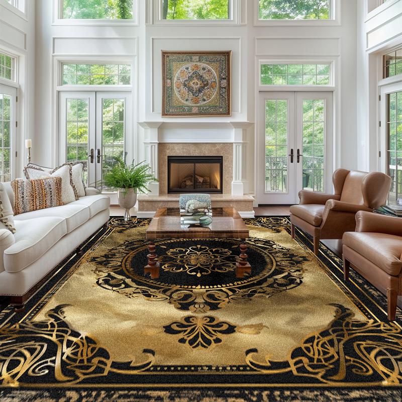 

Современный Золотой Роскошный Большой Ковер Домашняя Спальня Прикроватная Декорация Коврики Моющийся Нескользящий Коврик для Кофейного столика Европейский Отель Карпе 160*200cm