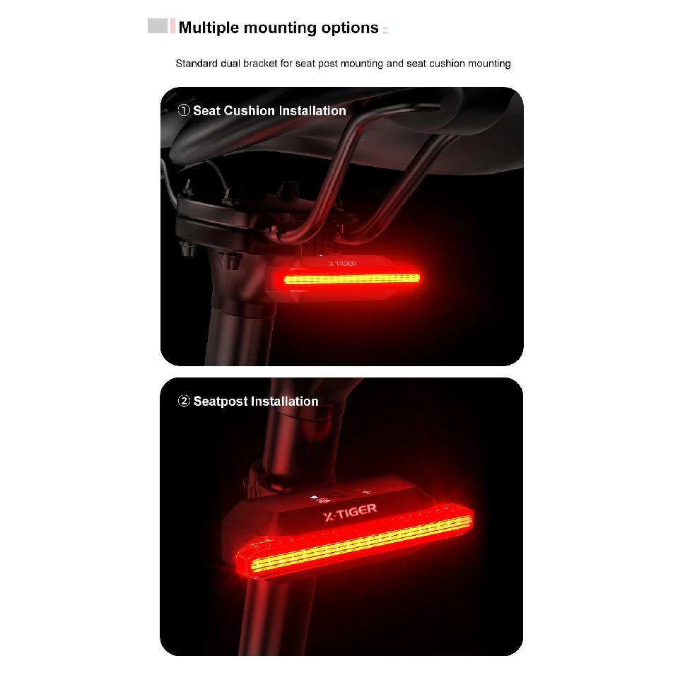 X-TIGER LED Bike Tail Light 6 Mode IPX5 Waterproof Super Bright USB Rechargeable Rear Bike Red Light Warning Bicycle Lights