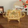Hollow Metal Fruit Plate with Lid Iron Glass Dried Fruit Tray Snack Plate Candy Dish Decorative Plates Salad Bowl Organizer
