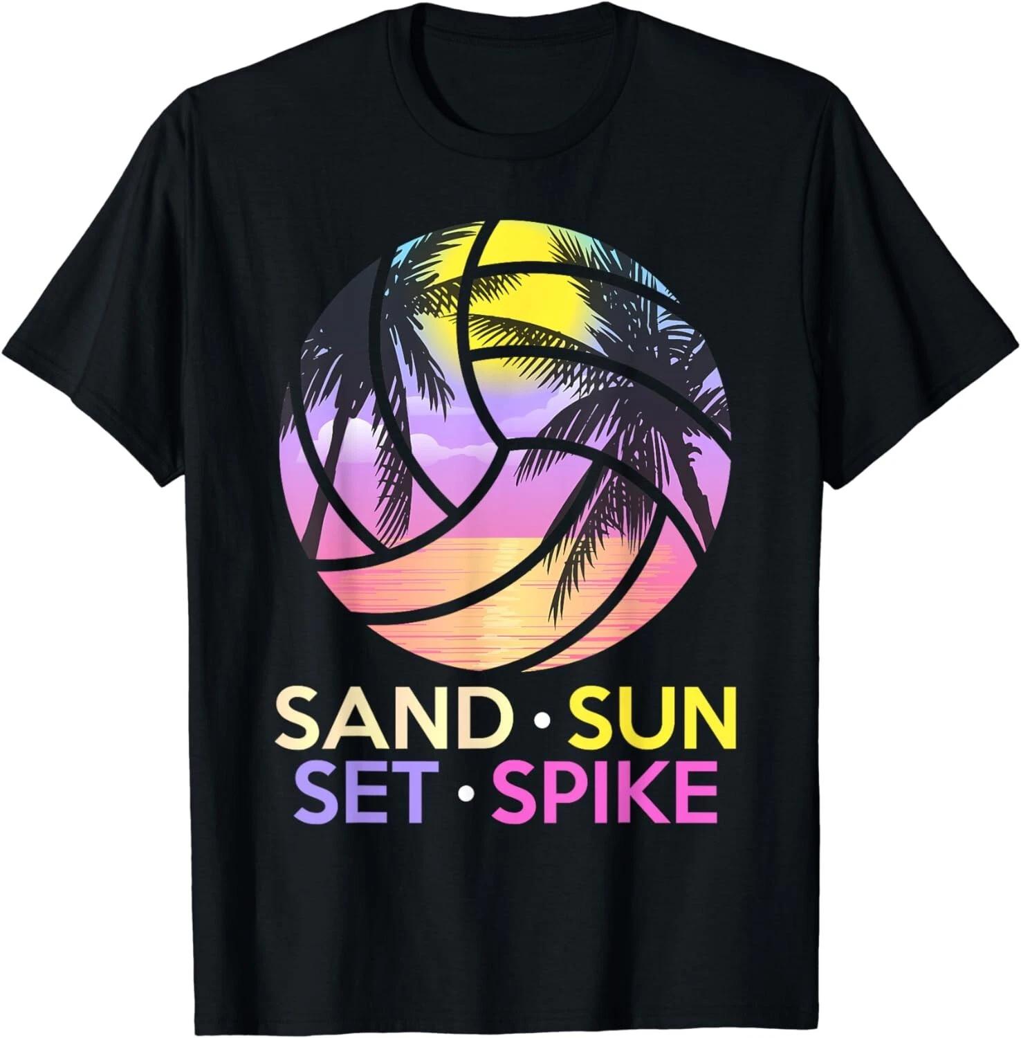 Sand Sun Set Spike Beach Volleyball Gift Unisex T-Shirt L