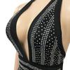 X3816 European Fashion Sexy Deep V Backless Rhinestone Long Nightclub Dress