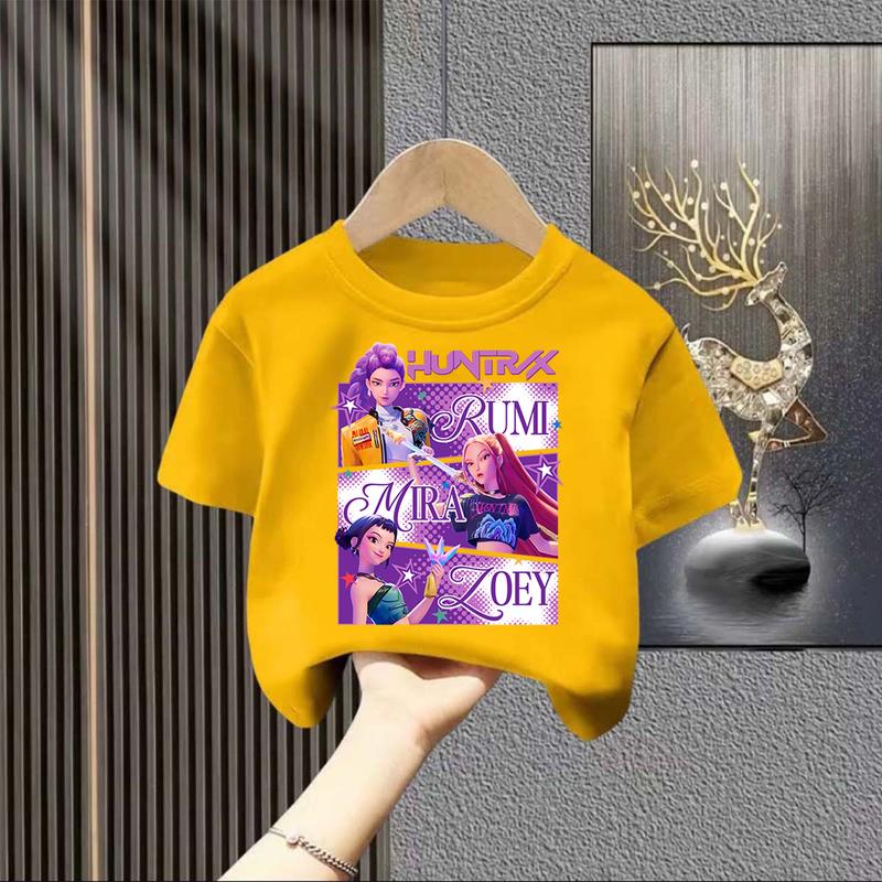 Kpop Lovci démonů Dětské oblečení Tričko s krátkým rukávem Roztomilé Kpop Lovci démonů Tygří Harajuku Tričko pro kluky a holky