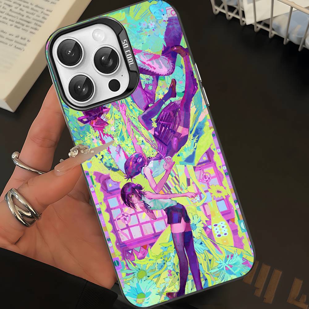 Anime C-Chainsaw Man Phone Case For IPhone 17 16 15 14 11 12 13 Pro Max Plus Pro Colored Silver Cover