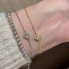 Elegant Blue Zircon Clover Bracelet Women Lightweight Luxury Stackable Floral Jewelry Copper Plated 2025