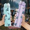 1PC Multiple Blue Flying Butterfly Pattern 750ml Color Plastic Sports Water Bottle Leakproof Flip Straw Lid Suitable for Sports Office Home Use