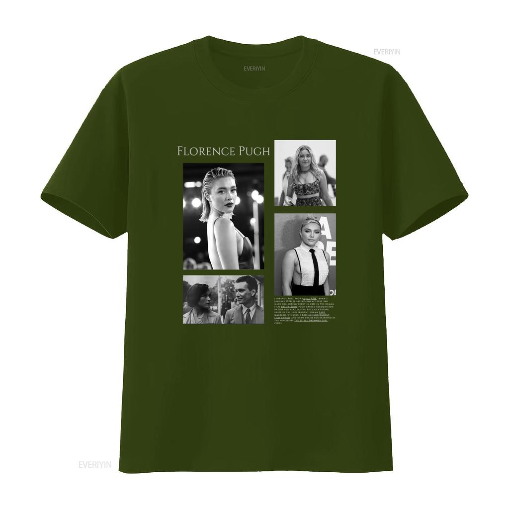 T-shirt Edizione Limitata Florence Pugh per Uomo e Donna Stampa Ispirata all'Attrice alla Moda vintage Lavato uomo Top Per l'Uso Quotidiano
