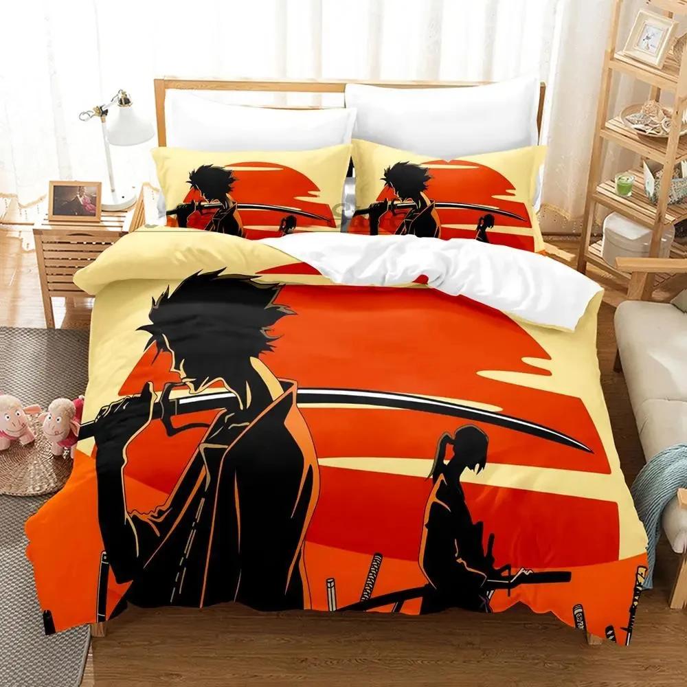 Samurai Champloo Bedding Set Single Twin Full Queen King Size Aldult Duvetcover 3D Anime Bed Sheet Set for Boys Bedroom