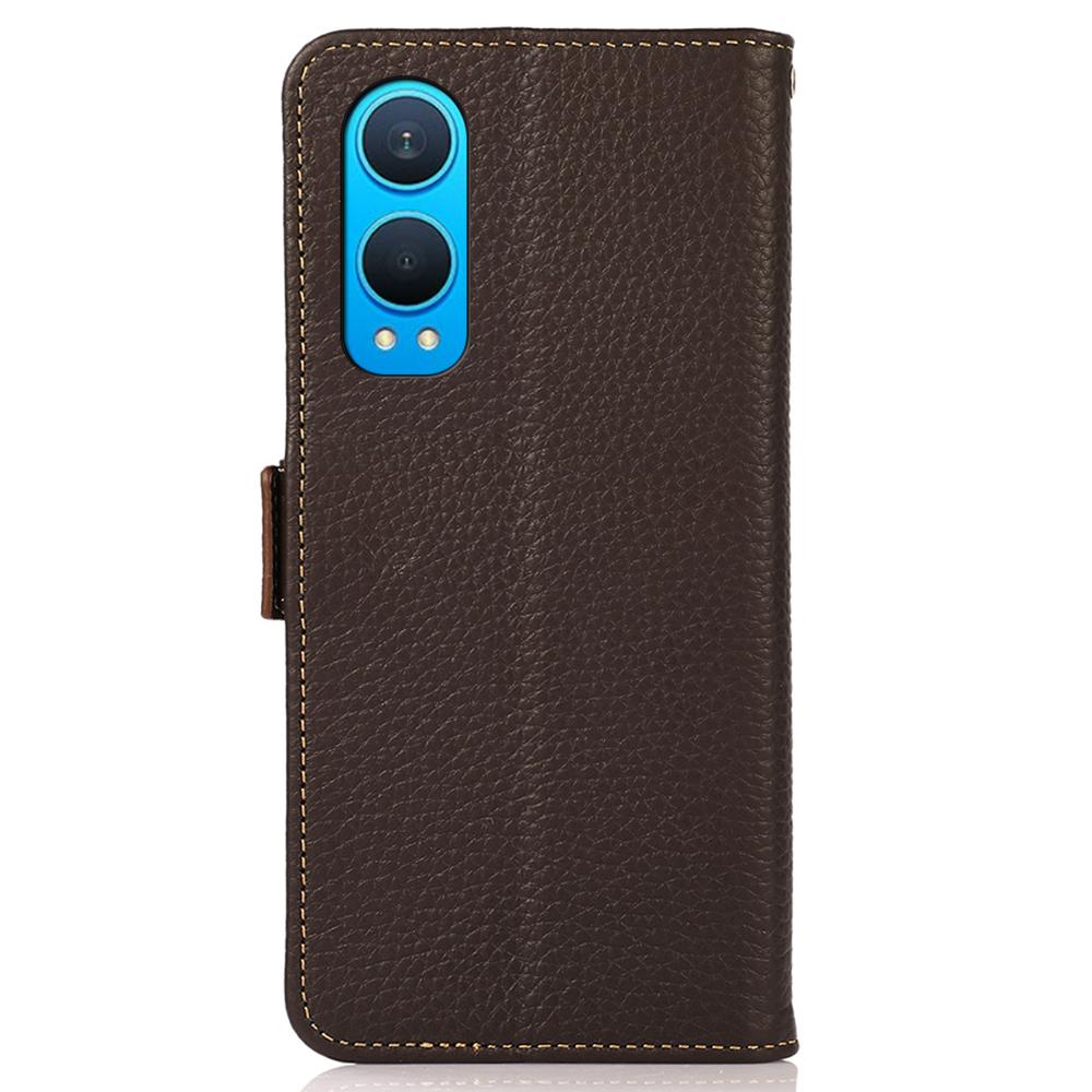 For OnePlus Nord CE4 Lite 5G/Oppo K12x 5G (China) Phone Case Genuine Cow Leather Cover RFID Blocking