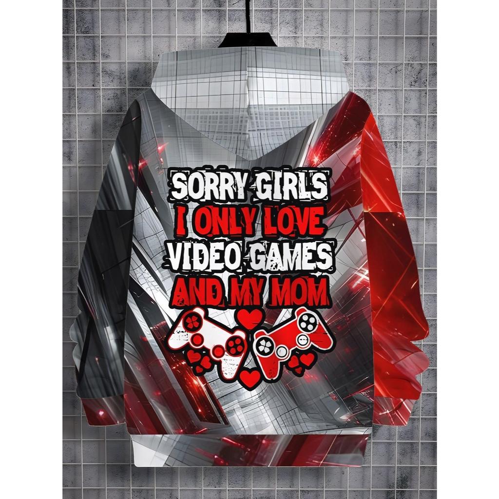 3D Digital Printed Game Controller Pattern, Cool Technology Background Hoodie