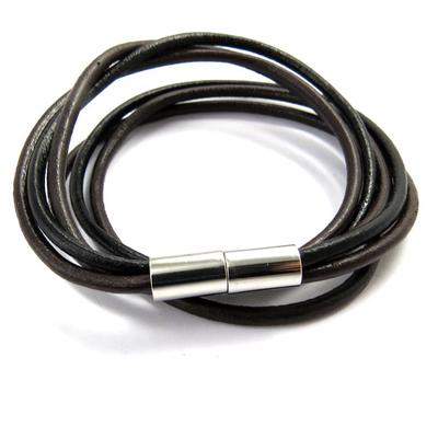 [M2571] - Mixed Bracelet 'Peaceful' Black Brown (2 Turns - 3 Rows)