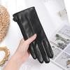 Warme Damen-Handschuhe aus PU-Leder mit Stickerei - Herbst/Winter Koreanischer Stil, Figurbetont, Samtfutter, Extra Dick für Radfahren und Autofahren