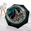 Viking Wolf Rune Circular Norse Symbol Decal Laptop Vinyl WaterproofUmbrella, Portable 3-Fold Umbrella for Men & Women,Christmas Gift ES312