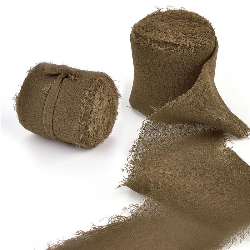 5M Handgefertigtes Ausgefranstes Satin Chiffon Seidenband Für Hochzeitseinladung Verpackung Sträuße Geburtstagsfeier Dekorationen Geschenke