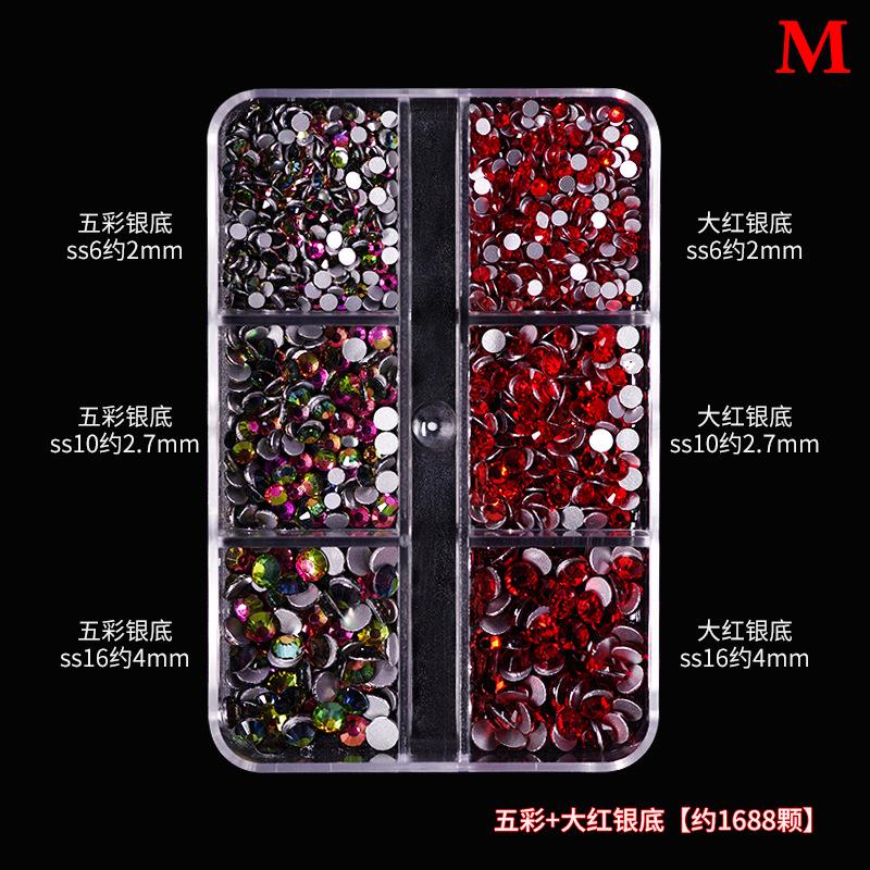 6 Größen Boxed Flat Kit Hybrid Nail Art Dekorationen AB Farbig