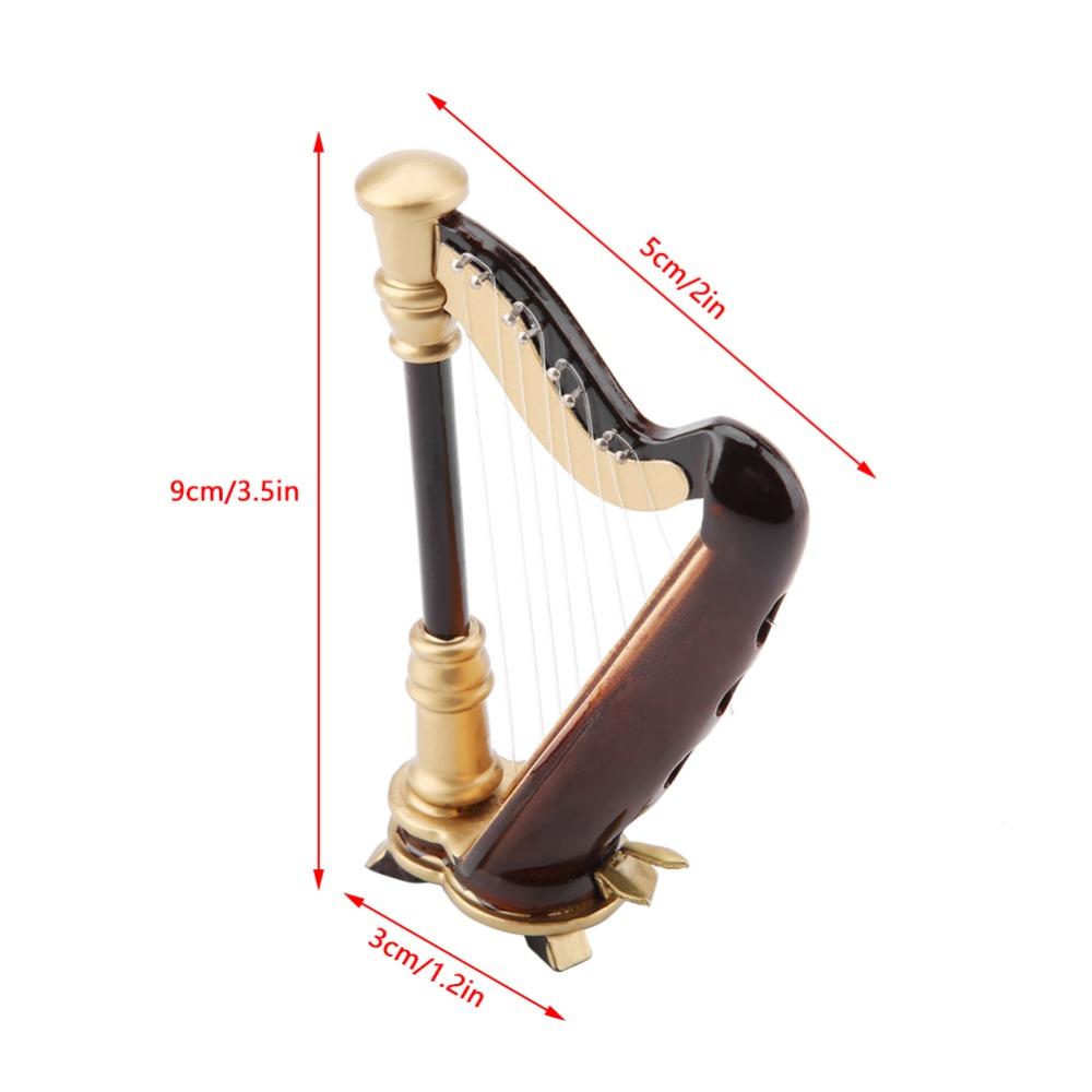 2pcs Replica Wooden Harp Replica Storage Box Included Decorative Harp Model  Office Display
