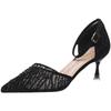 Mesh hollowed-out bag head sandals women's summer 2025 summer new middle heel one-word strap high heels stiletto single shoes