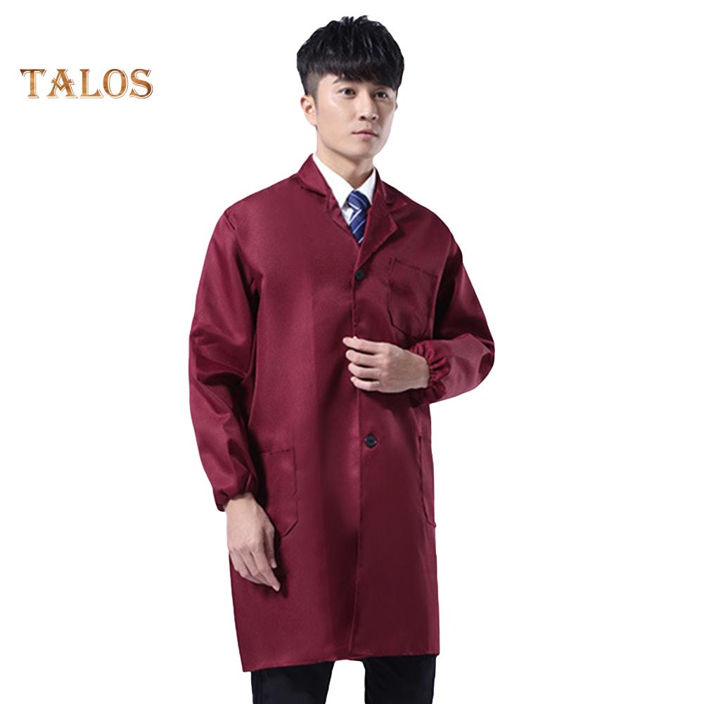 Staubdichte Herren-Laborkittel mit langen/kurzen Ärmeln, Knöpfen und Taschen, Arbeitskleidung für Herren