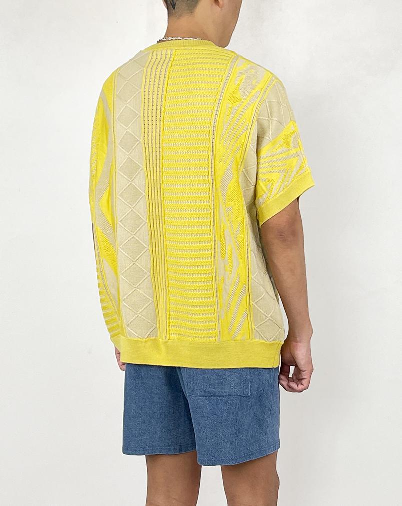 A MADE Weaving Mix Cable Oversized Knit (Butter Yellow)
