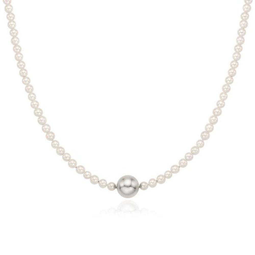 [Ost] Pearl Point 3mm Silver Bead Necklace Otn222908Pwi