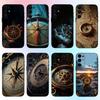 Art Navigation Compass Phone Case For Samsung S25,S24,S21,S22,S23,S30,Ultra,S20,Plus,Fe,Lite,Note,10,9,5G Black Cover