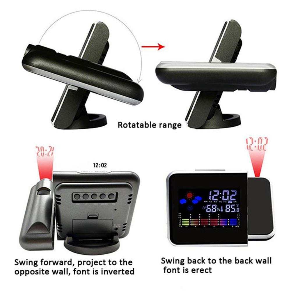 Swivel Projection Alarm Clock Weather Station Thermometer Temp Humidity Monitor