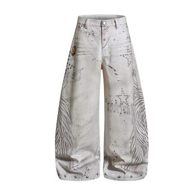 DRIPX Ανδρικό Αμερικάνικο Streetwear Τζιν Παντελόνι Φαρδύ Πόδι Βρώμικο Πλύσιμο Vintage Φθαρμένο Παντελόνι 2026 Καλοκαίρι Νέο