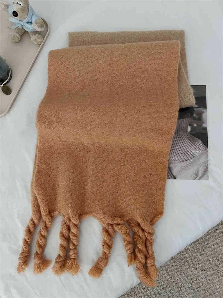 Encore Red Gradient Hanging Dyed Mohair Twist Braid Scarf Female Solid Color Couple Scarf Thick