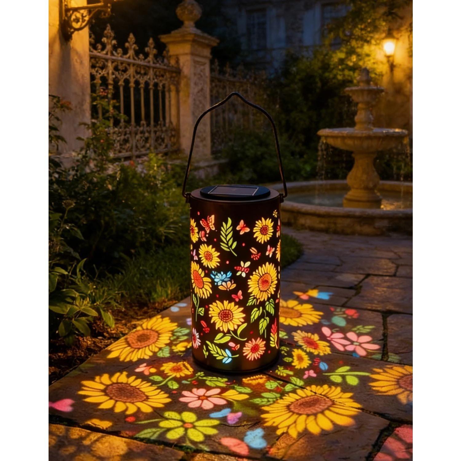 Colorful Sunflower Glow Solar Garden Lantern, 2026 Waterproof Outdoor Solar Powered Hanging Light for Garden, Patio, Pathway Lantern