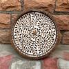 Wooden Inlay Decorative Tray  Round Floral Pattern Serving Tray | Bone Inlay Style | Boho Coffee Table Tray | Kitchen Bone Decor Tray