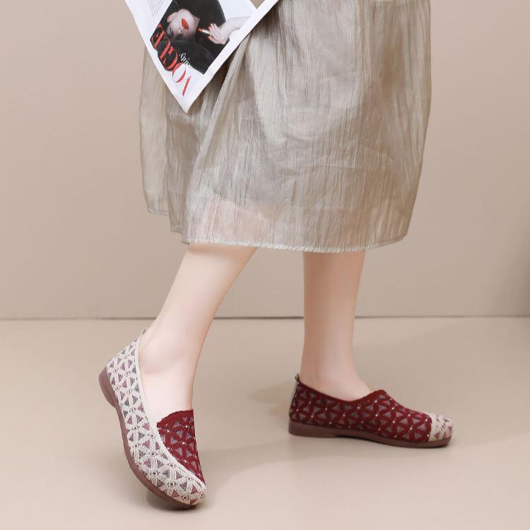 Wiosenne damskie buty na płaskim obcasie z miękką podeszwą, swobodne, leniwe, oddychające, płytkie, materiałowe buty dla mam