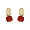 Persimmon Ruyi Earrings, National Matte Creative Design, Persimmon Red Round Bead Earrings, Gentle Temperament Red Earrings