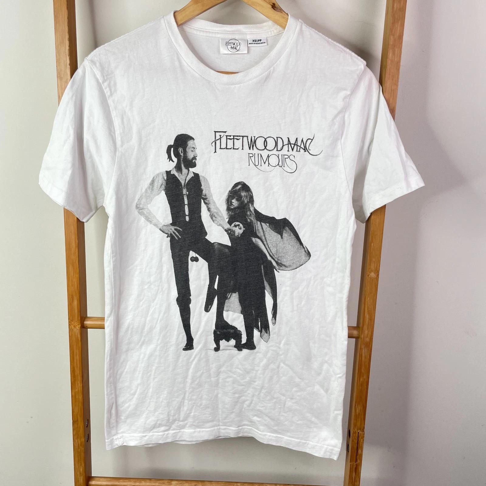 Fleetwood Mac Shirt Mens Extra Small White Rumours Graphic Print Short Sleeve 2XL