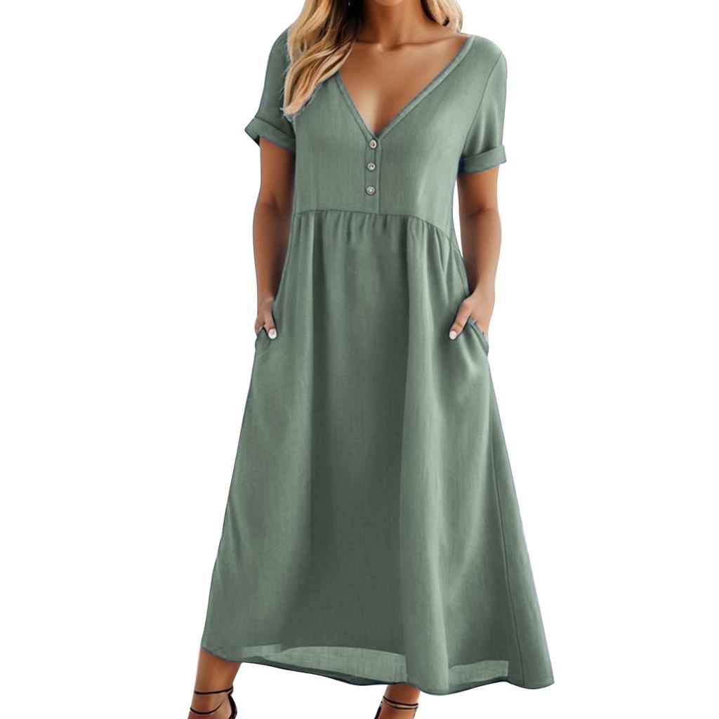 Damesommerkjoler Avslappet sommerkjole med firkantet hals Løse, flagrende korte tankkjoler