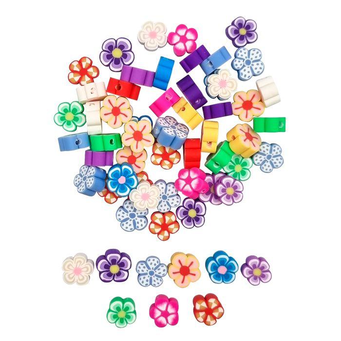 Perles fantaisie en pâte polymère Fleurs 1 x 0,4 cm 60 pièces